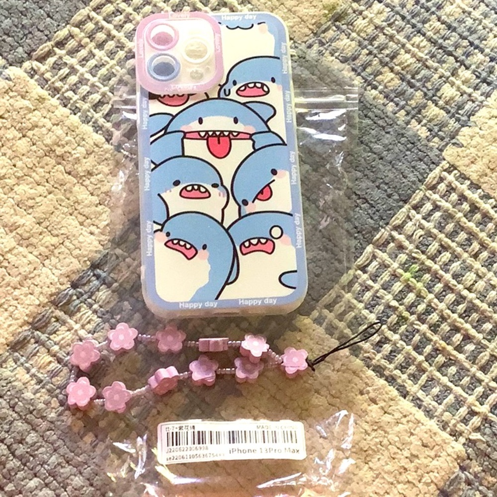 iPhone 13 Pro Max shark case with strap NIP